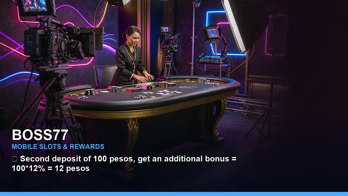 BOSS77 high-energy live casino table games in a chip macro layout for Philippine players