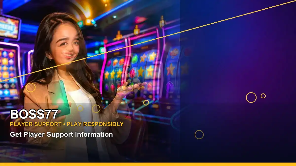 BOSS77 coins casino cashback rewards featuring an adult Filipina casino host with a left-framed composition