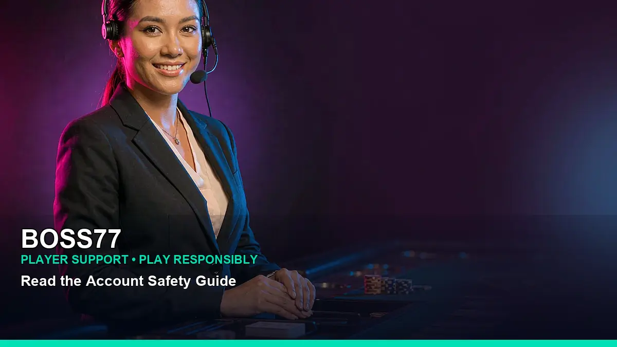 BOSS77 BOSS77 faq guide information for Philippine users scene with portrait right space live casino table games for players